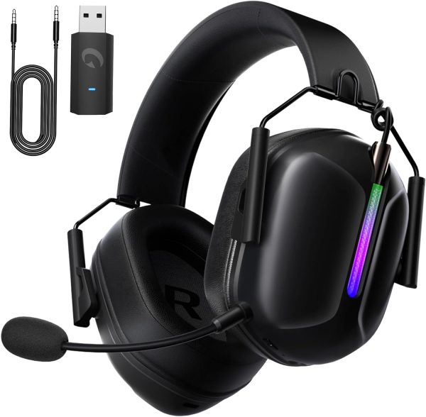 2.4GHz Wireless Gaming Headset for PC, PS4, PS5, Mac, Nintendo Switch, Bluetooth 5.2 Gaming Headphones with Noise Canceling Microphone, Stereo Sound, ONLY 3.5mm Wired Mode for Xbox Series-Black