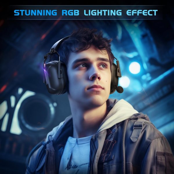 2.4GHz Wireless Gaming Headset for PS5/4, PC, Switch, Mac, Fortnite, Bluetooth 5.3 Gaming Headphones with Mic Noise Canceling, ONLY 3.5MM Wired for Xbox Series, 40H Battery, Bass Sound (Black) - Image 7