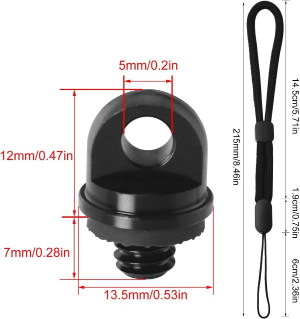 2PCS 1/4 Camera Shoulder Strap Wrist Strap Lanyard with C Clip for Photography Studio Camera Selfie Stick Tail Hand Twist Screw Metal Accessories and Adjustable Round Ropes Black - Image 2