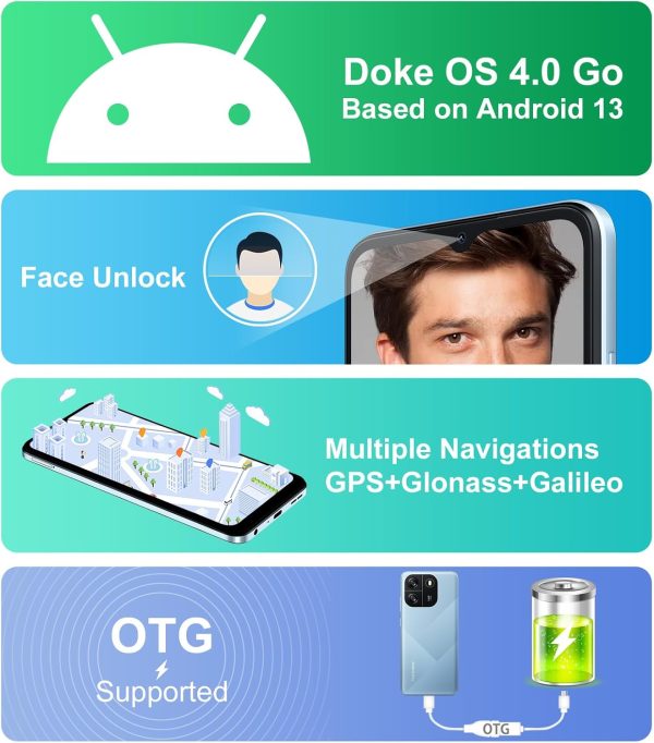 Blackview Wave 6C Unlocked Phones, Android 13 Mobile Phone, 5100mAh 10W Fast, Octa-Core 4GB+32GB/SD 1TB Android Phones, 6.52" HD+ Diaplay, 3 Card Slots, 4G Dual SIM Phone, 8MP+5MP, T-mobile Cellphone - Image 4