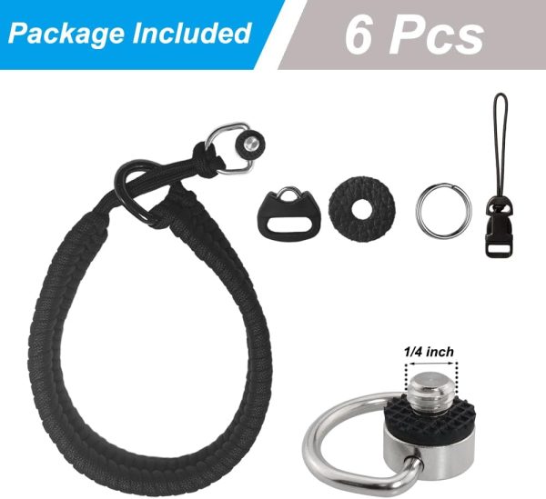 Camera Wrist Strap Adjustable Paracord Camera Hand Straps Lanyard with 1/4 Inch D Ring Screw for DSLR Camera Phone Gimbal Stabilizer Selfie Stick Tripod Mount - Image 2