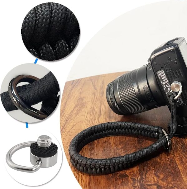 Camera Wrist Strap Adjustable Paracord Camera Hand Straps Lanyard with 1/4 Inch D Ring Screw for DSLR Camera Phone Gimbal Stabilizer Selfie Stick Tripod Mount - Image 4