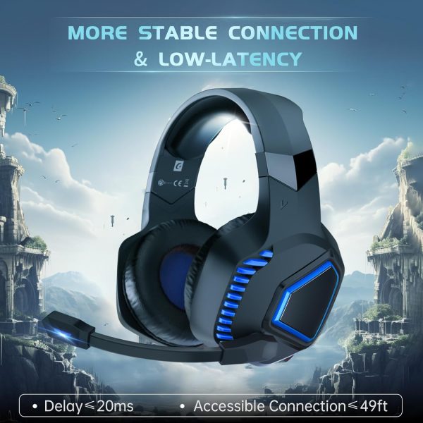 Gaming Headsets Wireless for PS5, PS4, Mac, Switch, PC, 2.4GHz Wireless Gaming Headphones, Bluetooth 5.2, Adjustable Noise Canceling Microphone, 3.5MM Wired Mode for Xbox Series(Black Blue) - Image 3