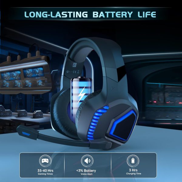 Gaming Headsets Wireless for PS5, PS4, Mac, Switch, PC, 2.4GHz Wireless Gaming Headphones, Bluetooth 5.2, Adjustable Noise Canceling Microphone, 3.5MM Wired Mode for Xbox Series(Black Blue) - Image 4