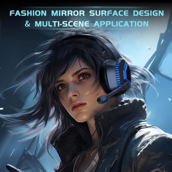 Gaming Headsets Wireless for PS5, PS4, Mac, Switch, PC, 2.4GHz Wireless Gaming Headphones, Bluetooth 5.2, Adjustable Noise Canceling Microphone, 3.5MM Wired Mode for Xbox Series(Black Blue) - Image 6