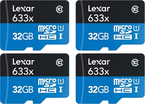 Lexar Pack of 4 High-Performance 633x 32GB (128GB Total) MicroSDHC UHS-I Memory Cards with SD Adapter LSDMI32GBBNL633A Bundle w/Deco Gear SD Reader & Storage Case + Microfiber Cloth & Accessories - Image 2