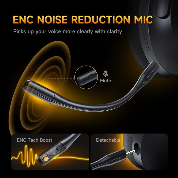 Picun Wireless Gaming Headsets with Active Noise Cancelling, 2.4Ghz/Bluetooth Over Ear Headphones with Detachable Boom Mic, 3D Surround Sound, 50H Playtime for PC, PS5/PS4, laptop, Cellphones, Black - Image 5