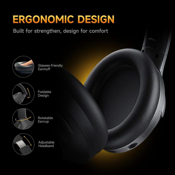 Picun Wireless Gaming Headsets with Active Noise Cancelling, 2.4Ghz/Bluetooth Over Ear Headphones with Detachable Boom Mic, 3D Surround Sound, 50H Playtime for PC, PS5/PS4, laptop, Cellphones, Black - Image 6