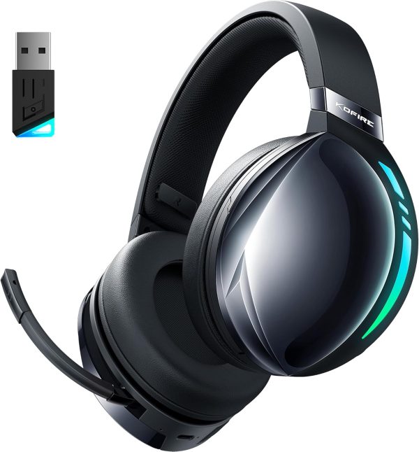 UG-06 Wireless Gaming Headset, 2.4GHz Bluetooth Gaming Headphones with Noise Cancelling Microphone, 3D Stereo Sound, 65Hr Battery Life Headset for PS5, PS4, PC, Switch, Mac, RGB Light