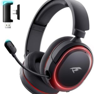 Wireless Gaming Headset, 7.1 Surround Sound, 2.4GHz USB Gaming Headphones with Bluetooth 5.4, 100H Battery, ENC Noise Canceling Mic, 3.5mm Wired, RGB Light, Wireless Headset for PC PS5 PS4 Mac Switch