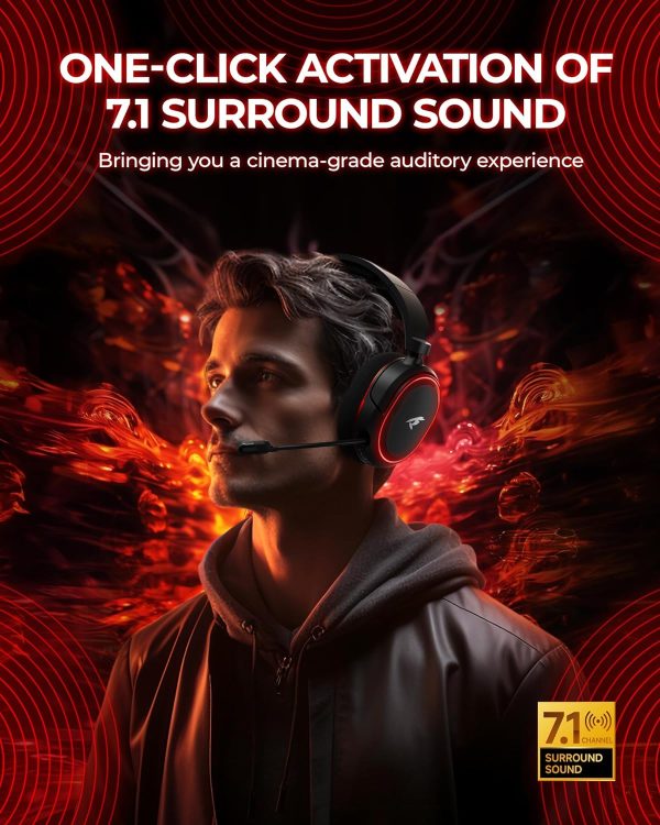 Wireless Gaming Headset with Noise Canceling Microphone for PS5, PC, PS4, 2.4G/Bluetooth Gaming Headphones with USB and Type-c Connector, Wired Mode for Controller - Image 2