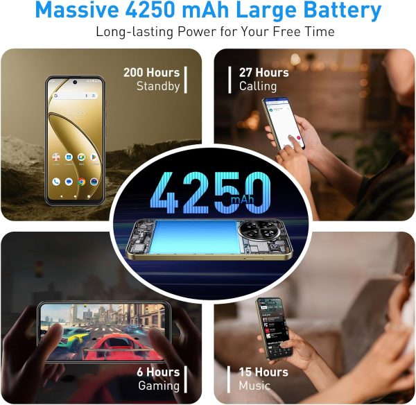 Xgody Unlocked Cell Phone X31,6.52 Inch QHD Waterdrop Screen Smartphone,4G Dual SIM Cheap Mobile Phones 3GB+64GB Expanded 256G 4250mAh Battery 13MP Camera T-Mobile Android Phone with Face Unlock - Image 3